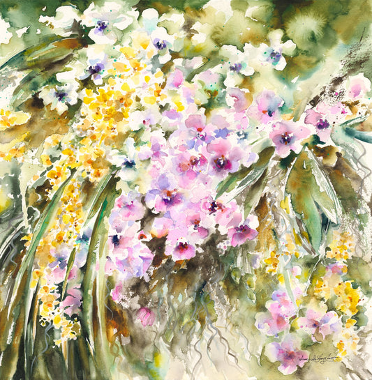Orchid Cascade Original Watercolor
