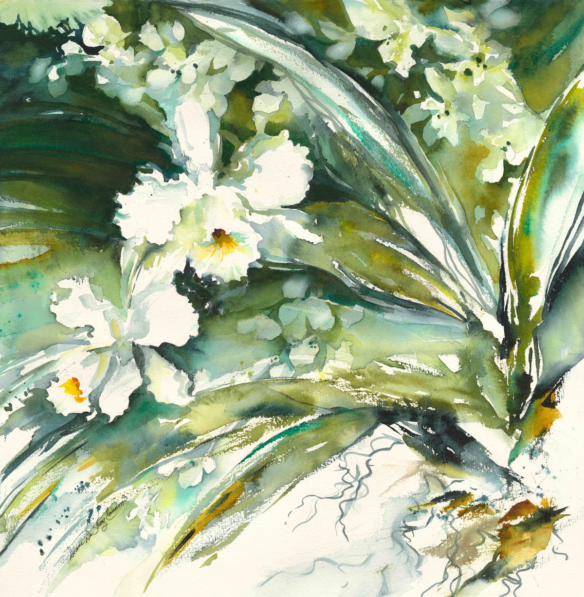 Orchid Fall Original Watercolor